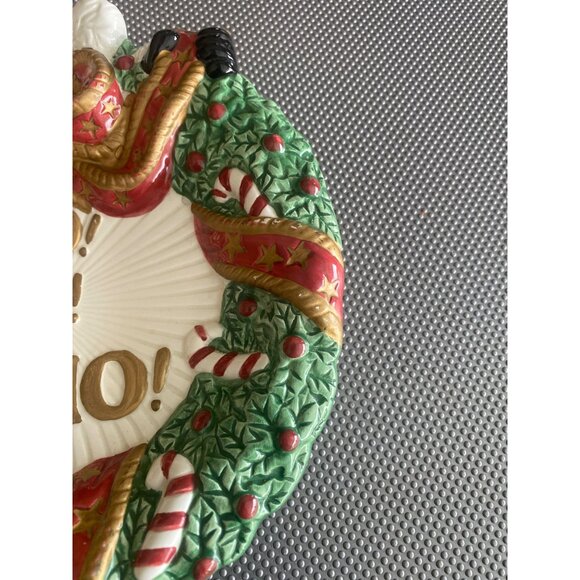 Fitz & Floyd Essentials Santa Wreath Platter “Ho Ho Ho” Christmas Plate 8" - Picture 4 of 7